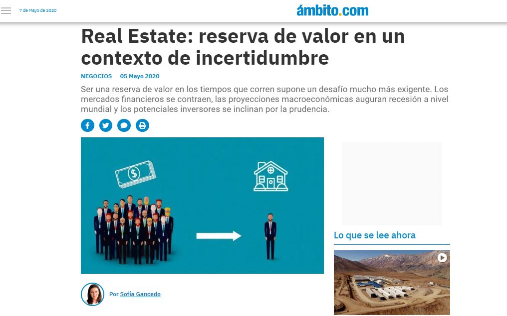 Inversión inmobiliaria: reserva de valor en un contexto de incertidumbre