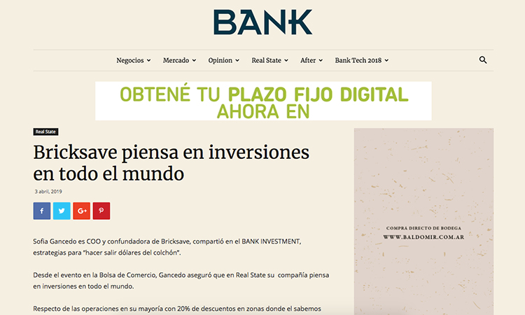 Bricksave estuvo en Bank Magazine