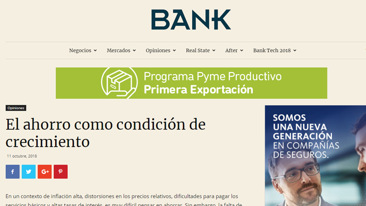 Bricksave in Bank Magazine: "El ahorro como condición de crecimiento"