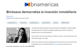 BN America: "Bricksave democratiza la inversión inmobiliaria"