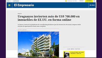 Uruguaios investem mais de US $ 700.000 em imóveis nos EUA online