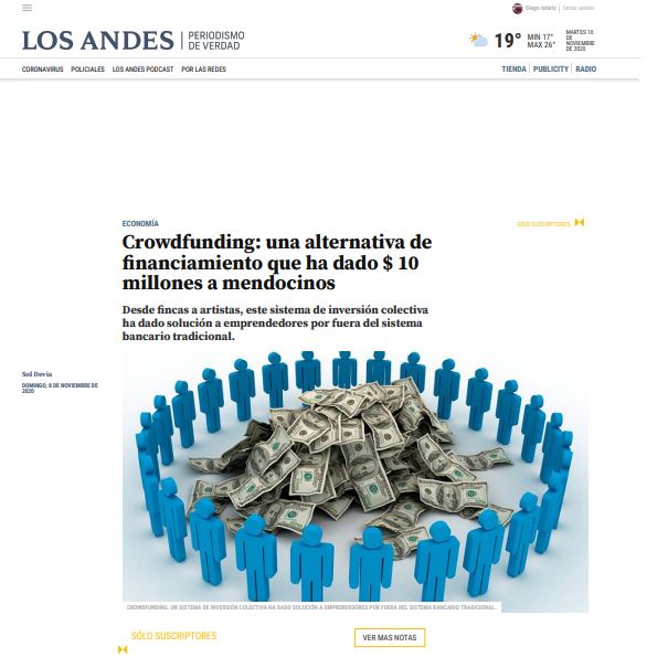 Crowdfunding: una alternativa de financiamiento que ha dado $ 10 millones a mendozinos