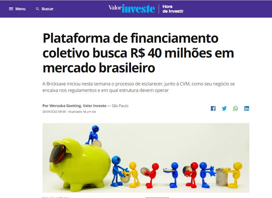 Plataforma de financiamento coletivo procura alcançar R$ 40 milhões em mercado brasileiro