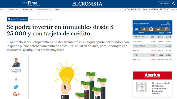 "Crowdfunding is the Keyword" - Bricksave Featured in El Cronista